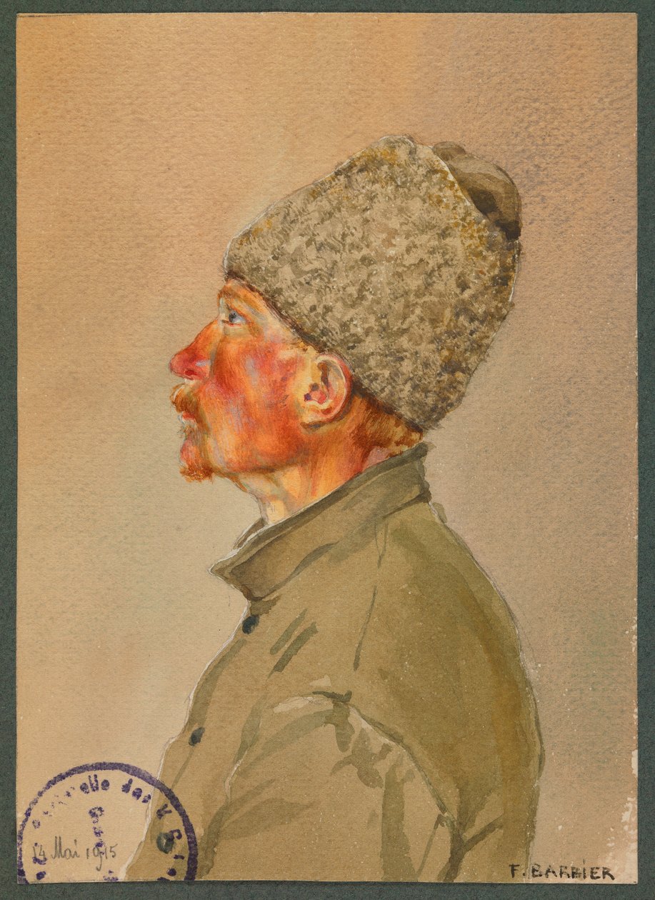 Een Russische soldaat luistert naar de mis, Gustrow door Fernand Barbier