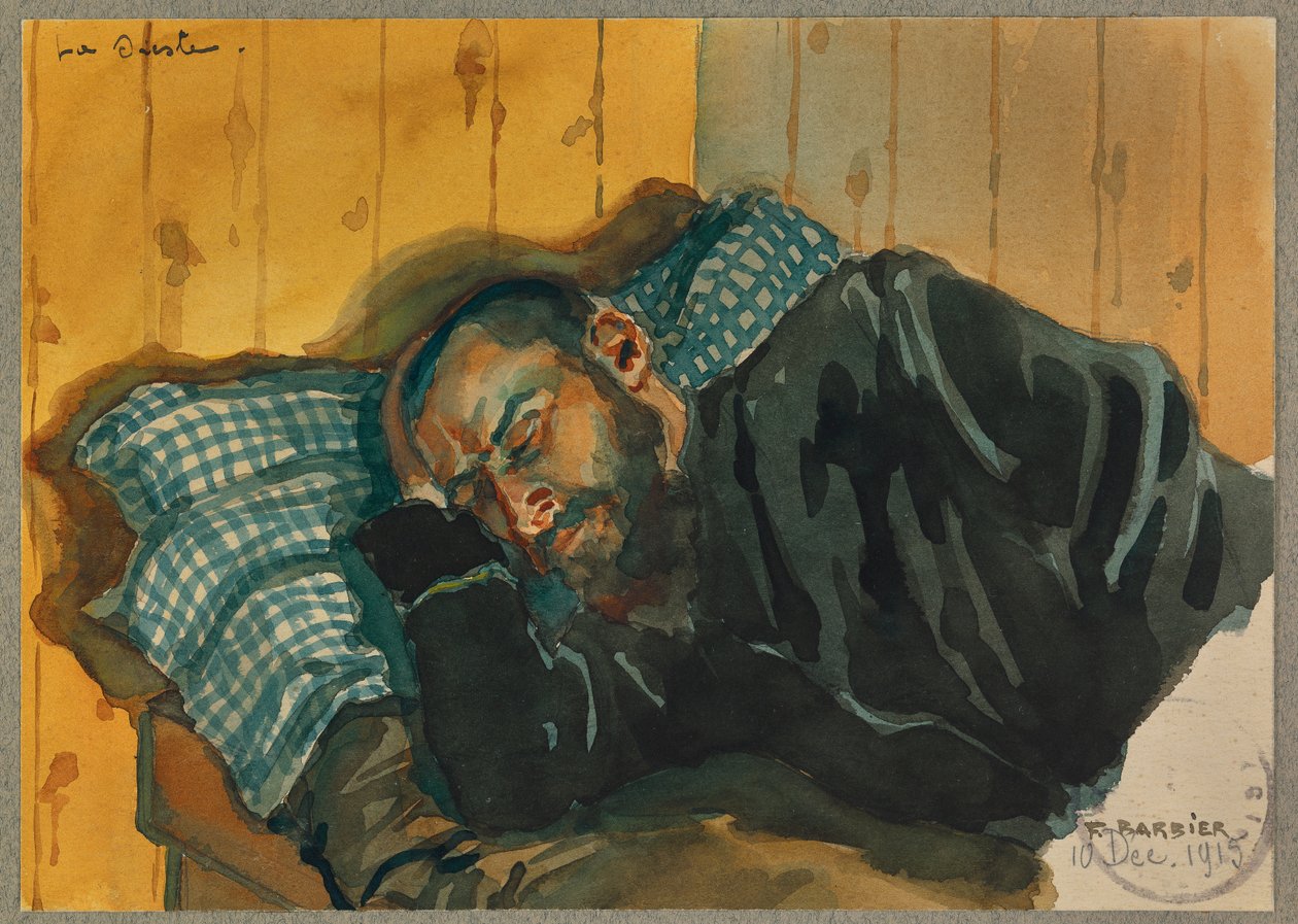 Portret van Lavissiere die een dutje doet, Gustrow door Fernand Barbier