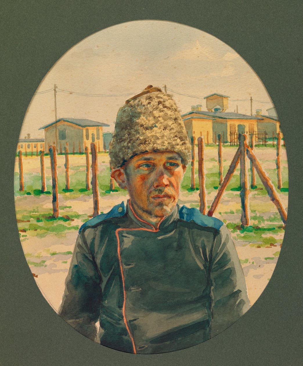 Portret van een Russische artillerist die het ziekenhuis verlaat, Gustrow door Fernand Barbier