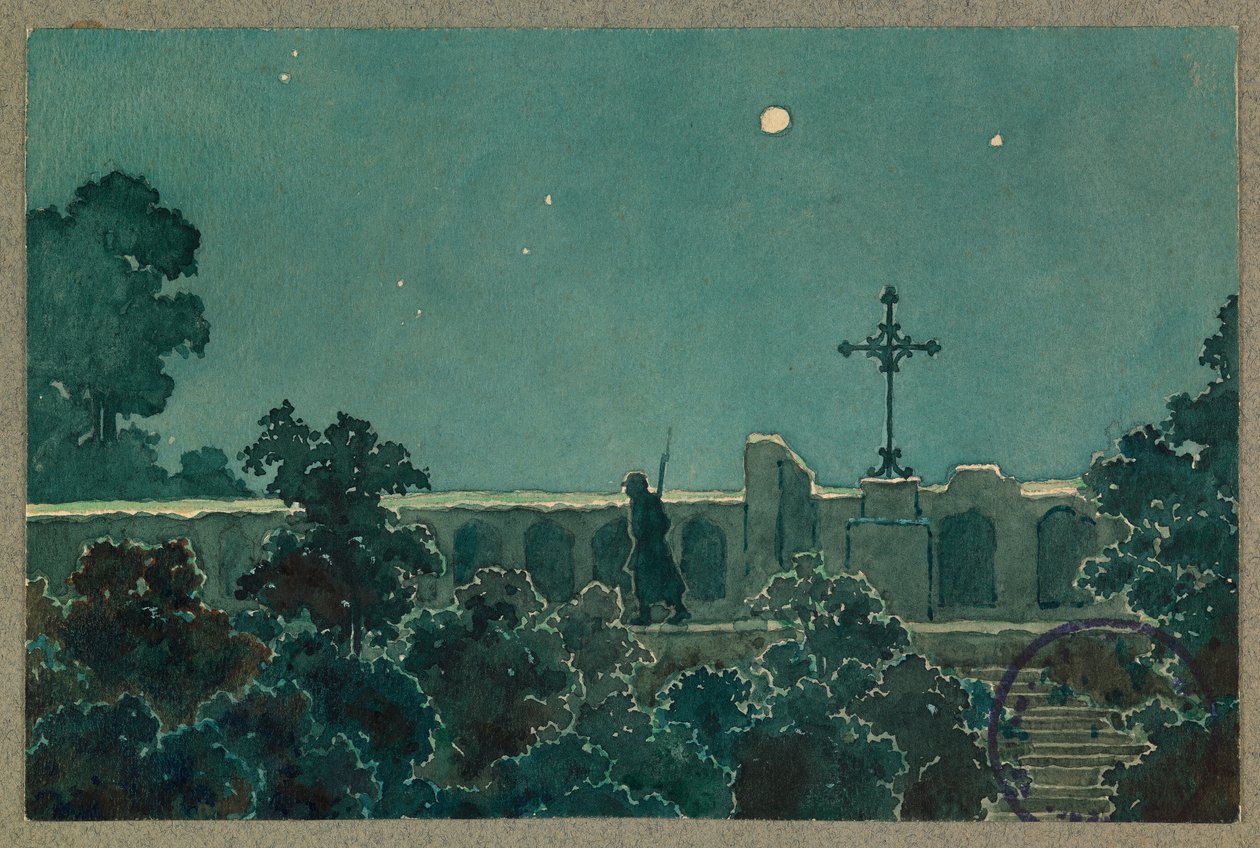 De Calvarieberg in Vailly in de nacht van 27 oktober door Fernand Barbier