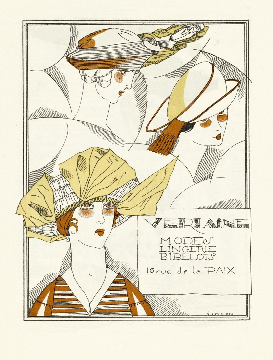 Advertentie voor Verlaine, Modes, Lingerie, Bibelots, pub. 1914 door Fernand Siméon