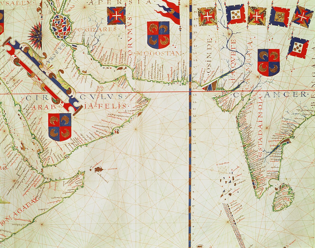 Fol.16 Kaart van Perzië, Arabië en India, uit een atlas, 1571 door Fernao Vaz Dourado