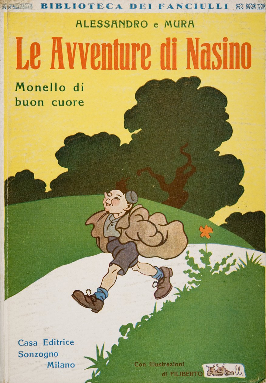 Voorkant van Le Avventure di Nasino, Monello di buon cuore door Alessandro e Mura, ca. 1920 door Filiberto Scarpelli