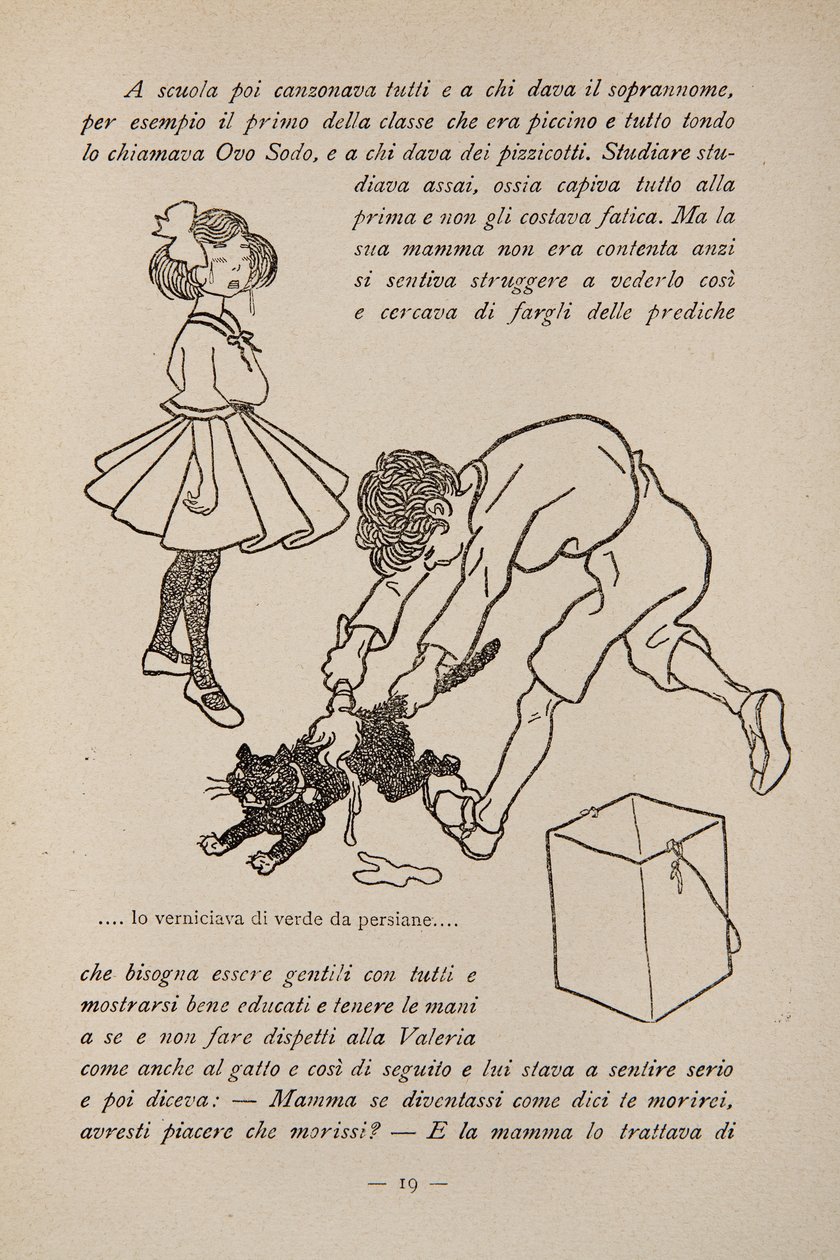 Illustratie uit een kinderboek, ca. 1920-30 door Filiberto Scarpelli