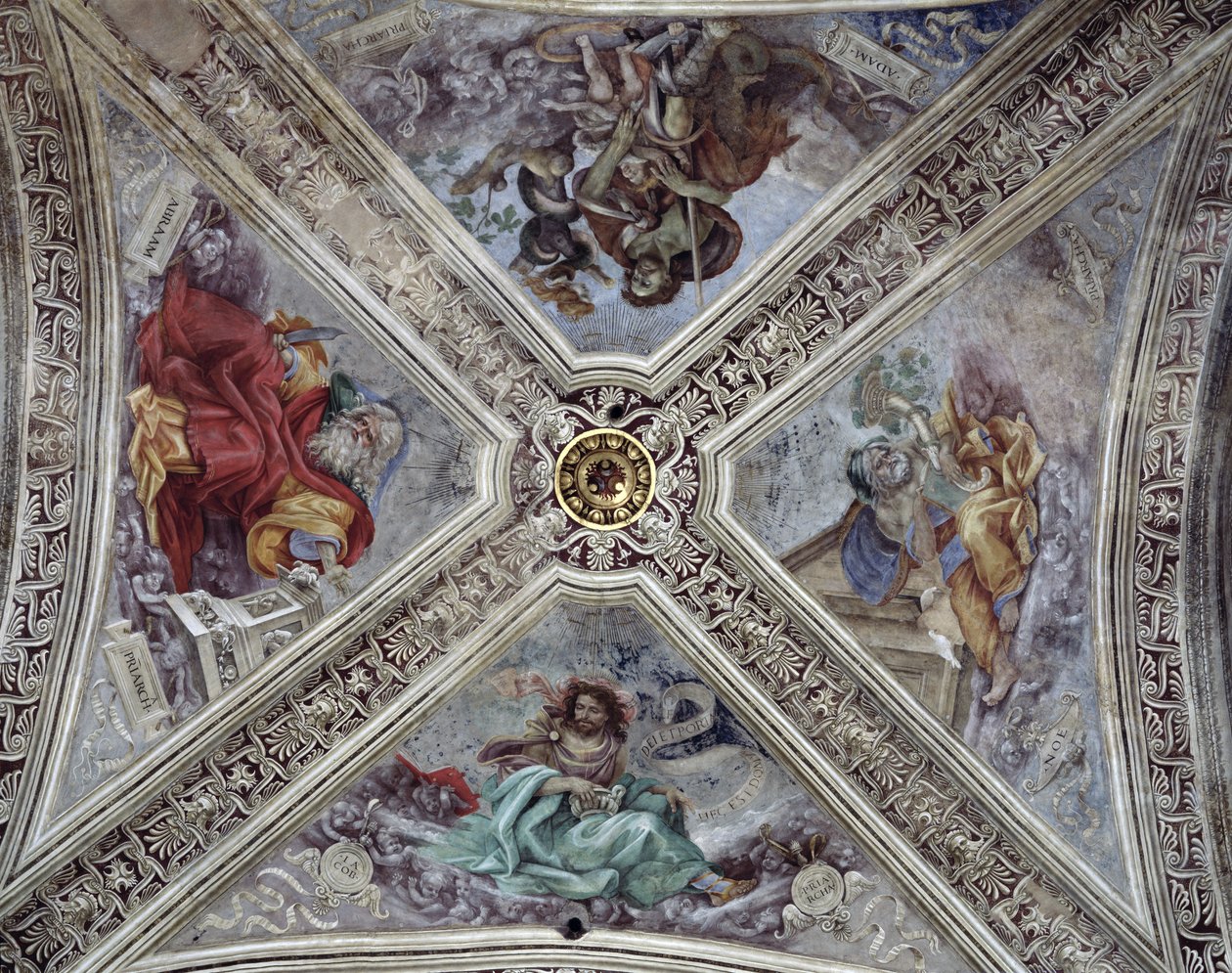 Plafond in de Strozzi-kapel met profeten Abraham, Noach, Adam en Jacob ca. 1489-1502 door Filippino Lippi