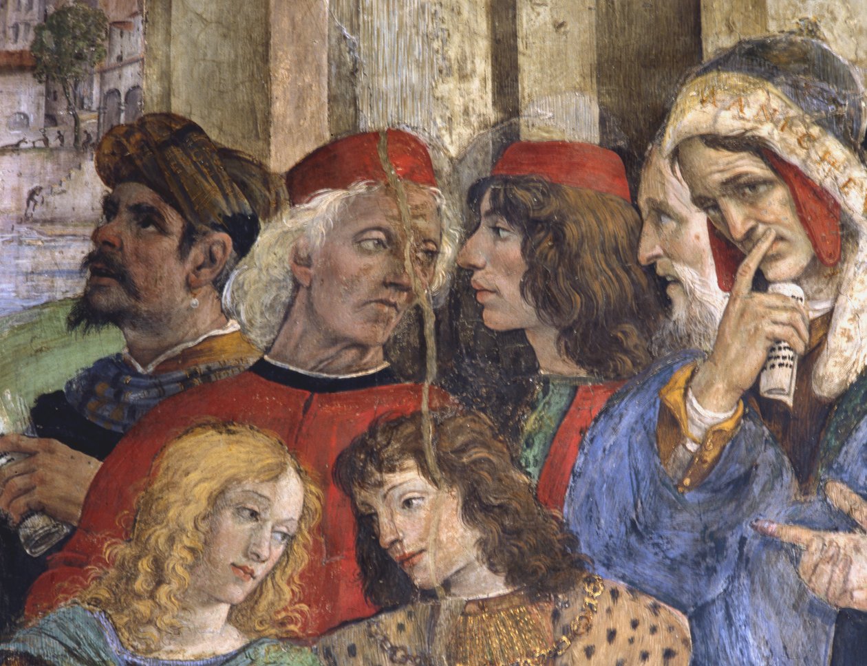 Detail van de Dispuut van St. Thomas, Carafa Kapel, Santa Maria sopra Minerva, Rome, 1488-93 door Filippino Lippi