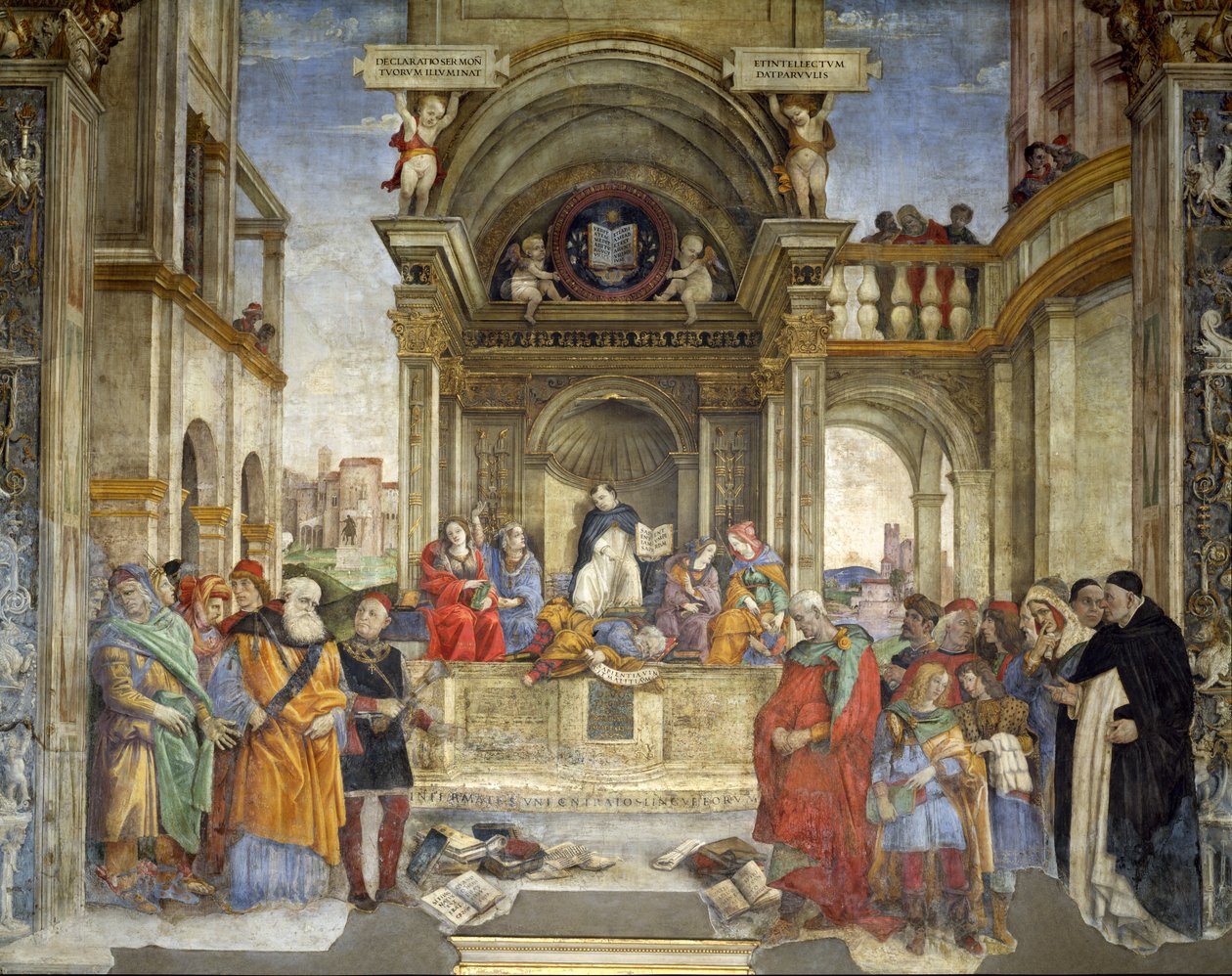 Het Geschil van St. Thomas, Carafa Kapel, Santa Maria sopra Minerva, Rome, 1488-93 door Filippino Lippi