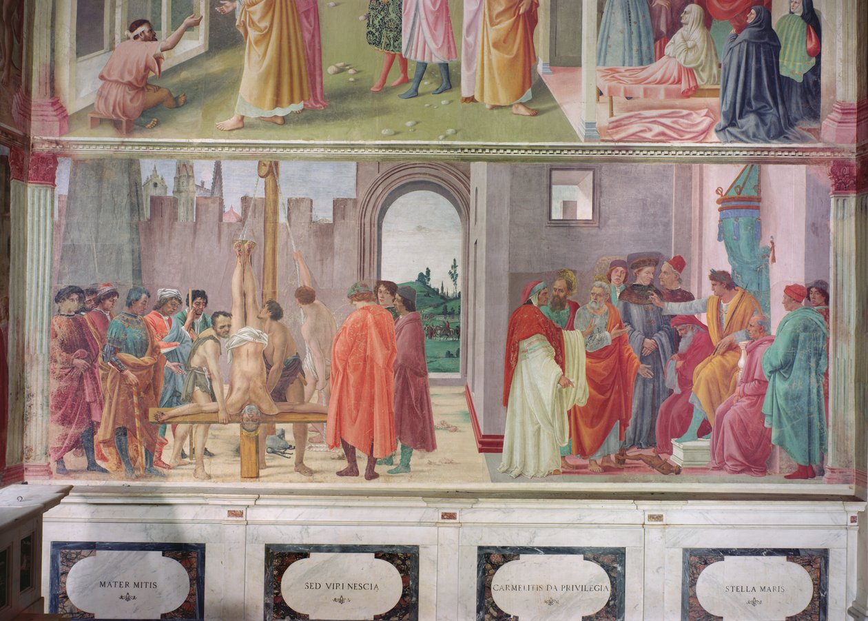 Het Geschil met Simon Mago en de Kruisiging van St. Peter, c.1484-85 door Filippino Lippi