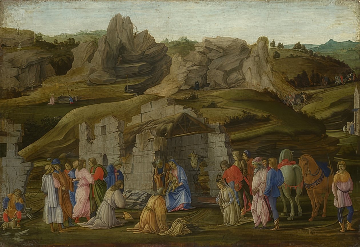 De aanbidding der koningen. Om 1480 door Filippino Lippi