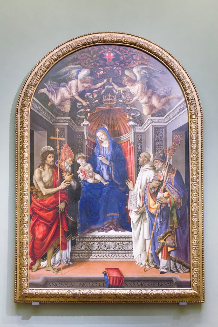 Madonna en Kind op de troon met Johannes de Doper en heiligen, bekend als Otto altaarstuk door Filippino Lippi
