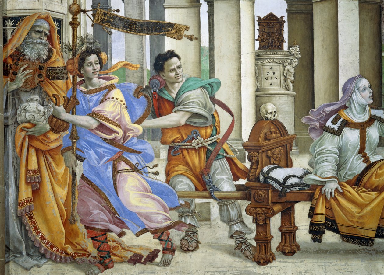 Sint-Jan de Evangelist wekt Drusiana op door Filippino Lippi