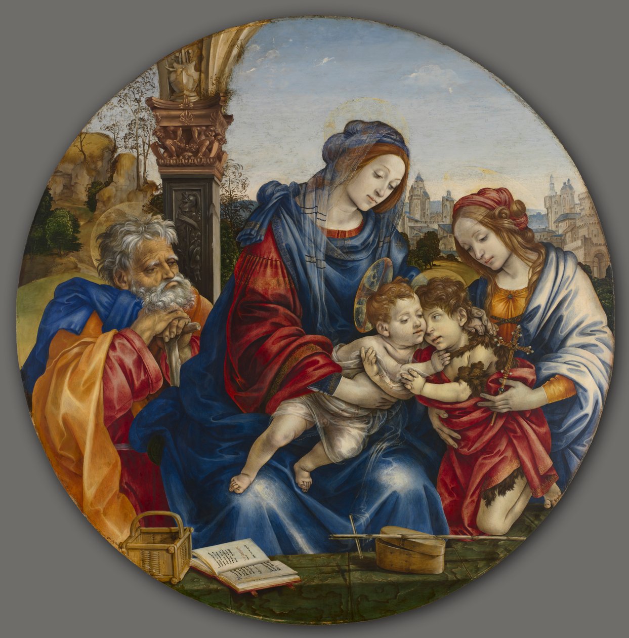 De Heilige Familie met Sint Johannes de Doper en Sint Margaretha, c. 1495 door Filippino Lippi