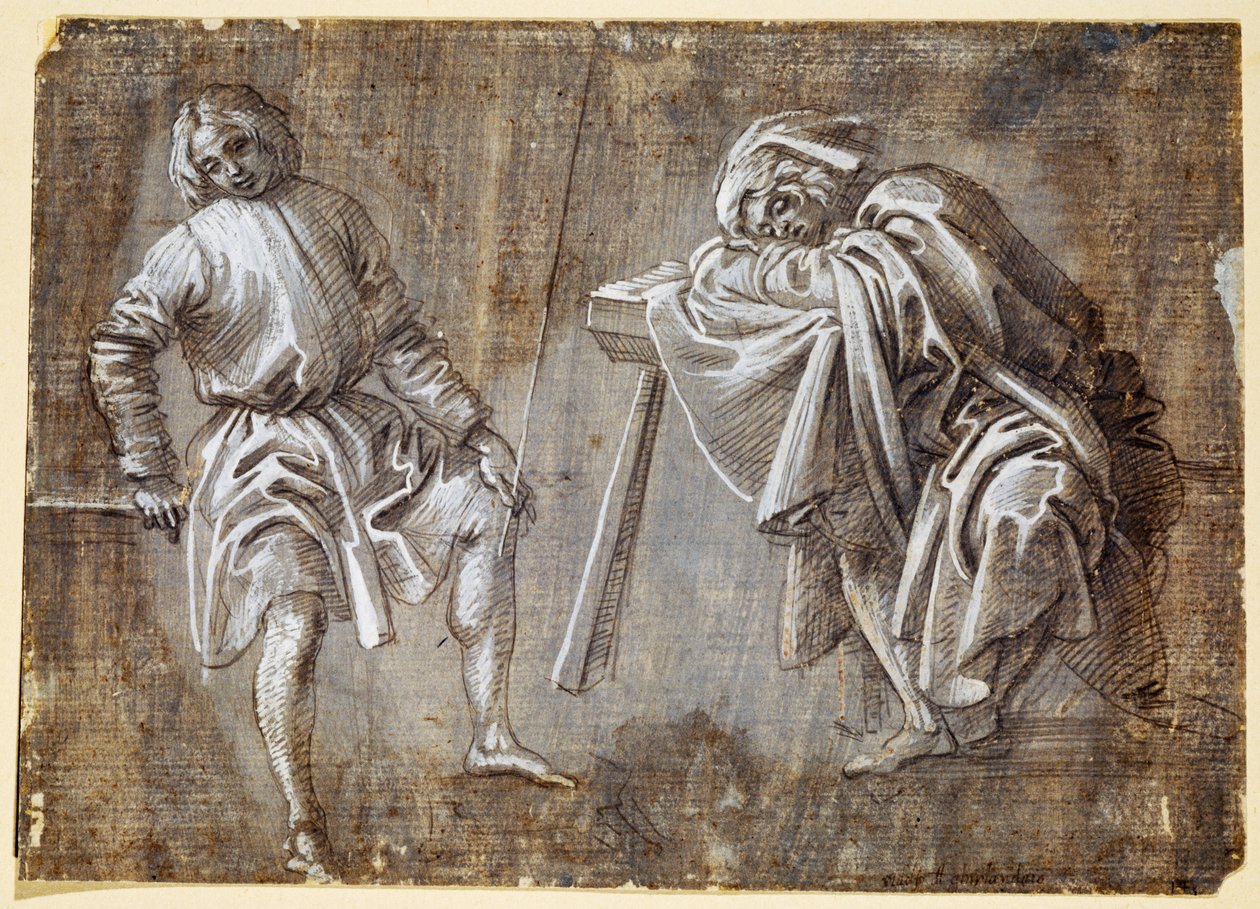 Twee zittende figuren door Filippino Lippi