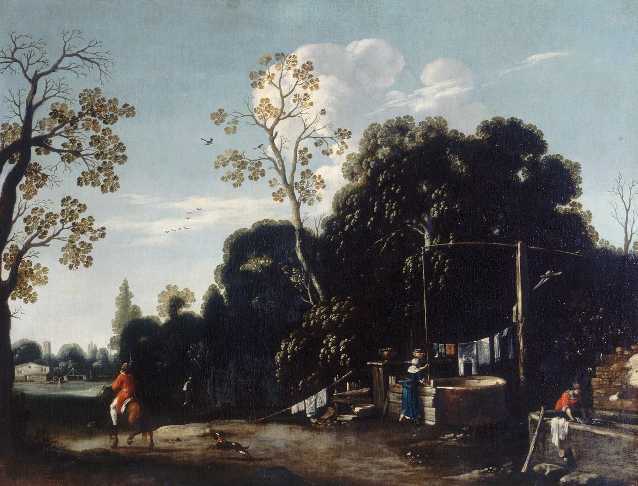 Landschap met wasvrouwen door Filippo Napoletano