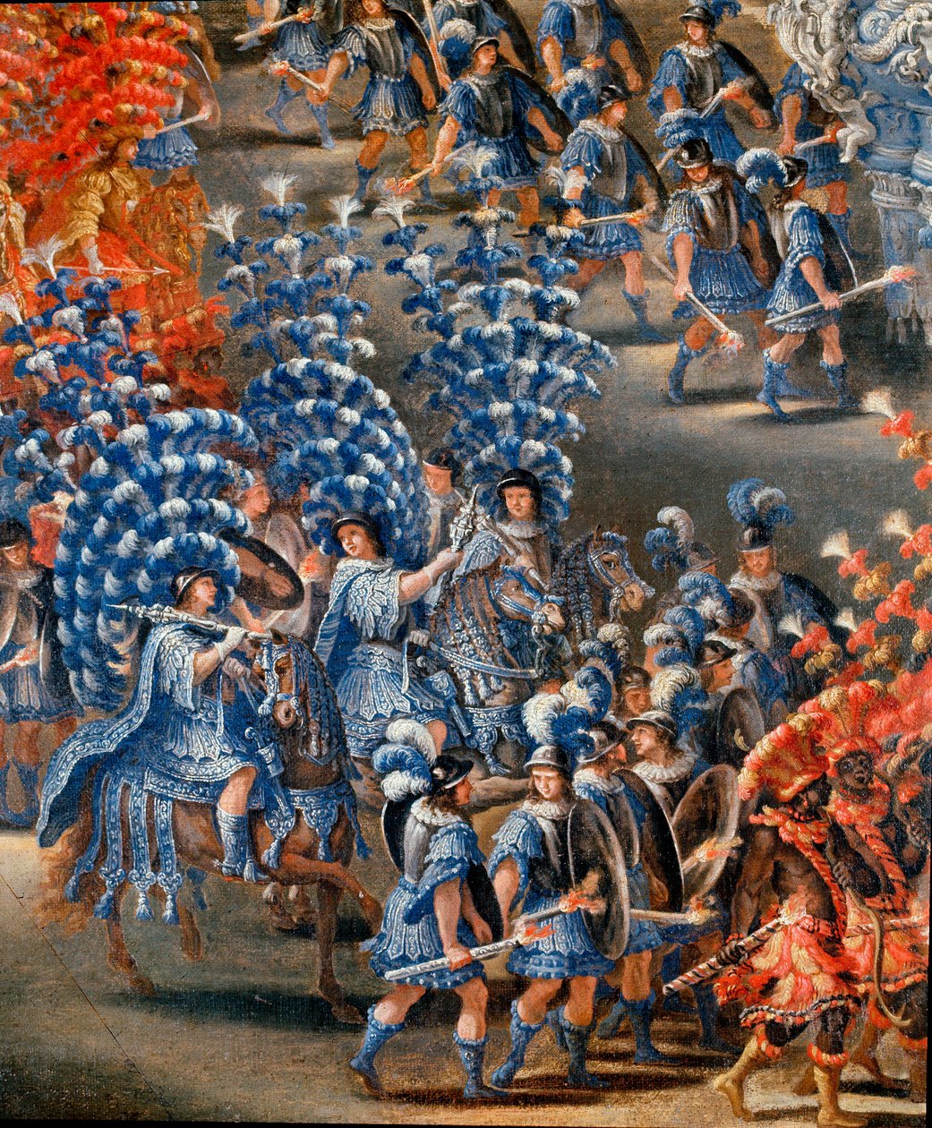 Feest in Palazzo Barberini ter ere van Christine de Suede (Cristina di Svezia), op 28/02/1656 (detail) door Filippo Lauri