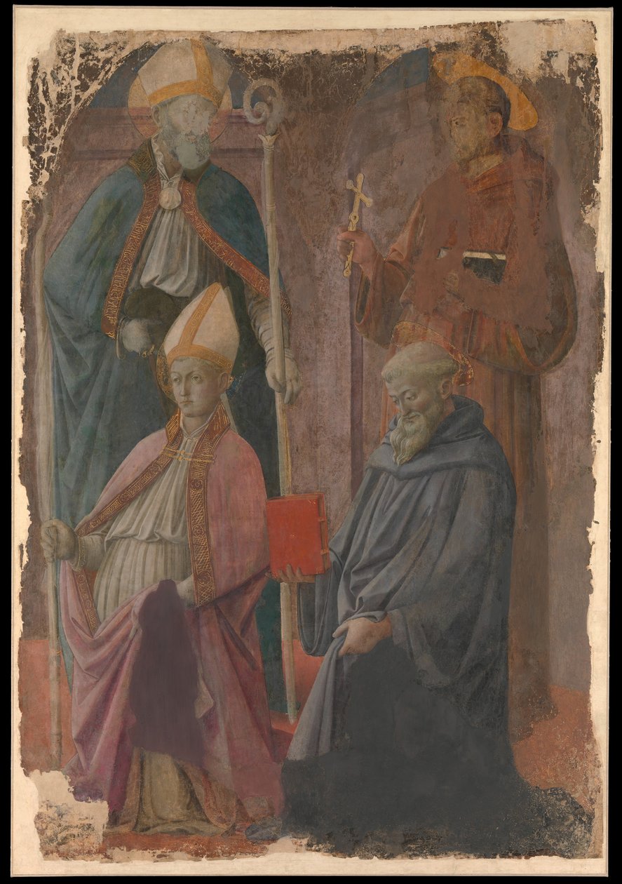 Heiligen Augustinus en Franciscus, een bisschop-heilige en Sint-Benedictus door Filippo Lippi