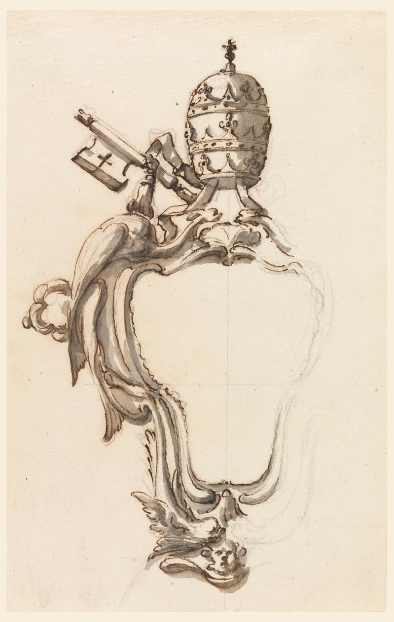 Tekening, Een pauselijk wapenschild, 1740-70 door Filippo Marchionni