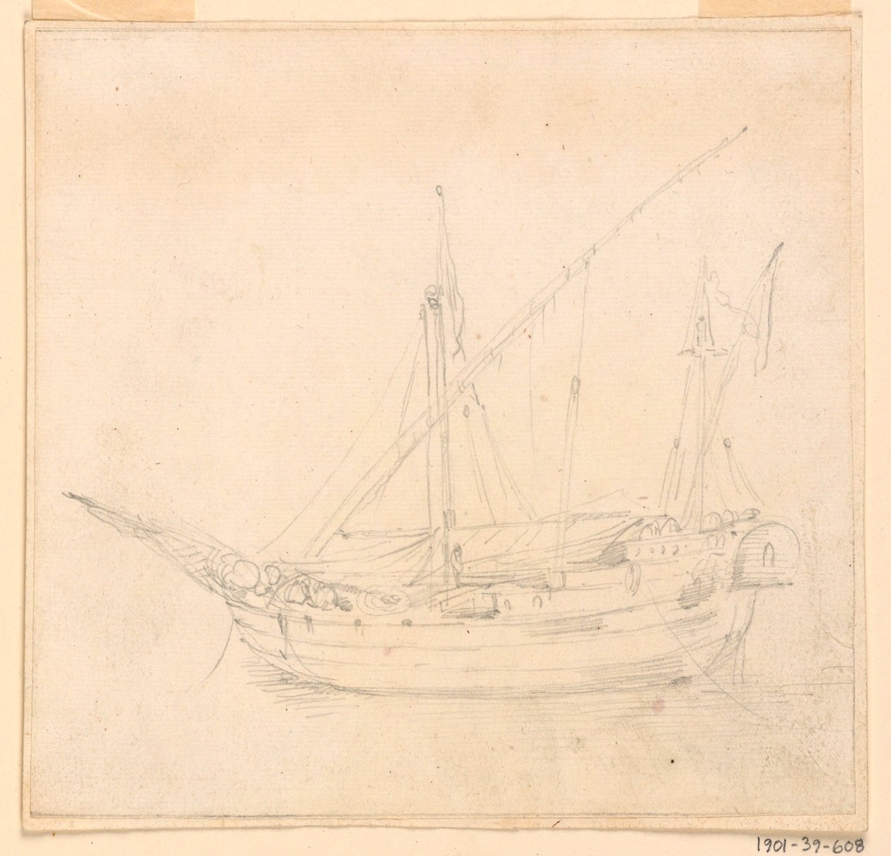 Tekening, Een zeilschip, ca. 1780 door Filippo Marchionni