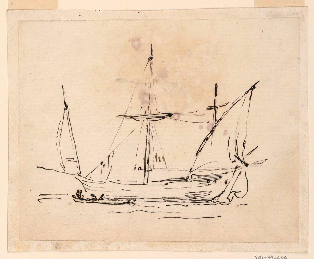 Tekening, Een zeilschip, 1770-1800 door Filippo Marchionni
