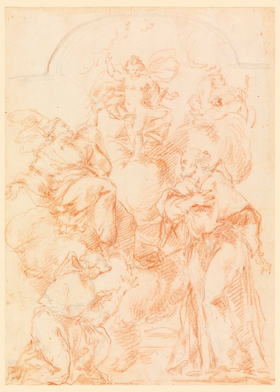 Tekening, Studie voor een altaarschilderij met Christuskind, 1750-1800 door Filippo Marchionni