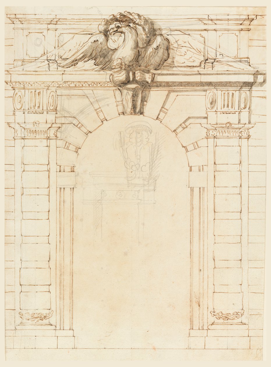 Portaal (recto); Portret van een jonge krijger (verso) door Filippo Marchionni
