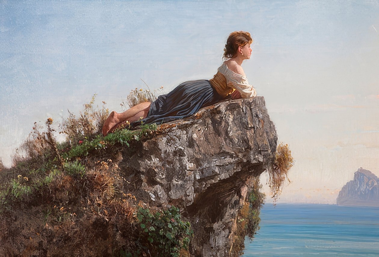 Het meisje op de rots in Sorrento. 1871 door Filippo Palizzi