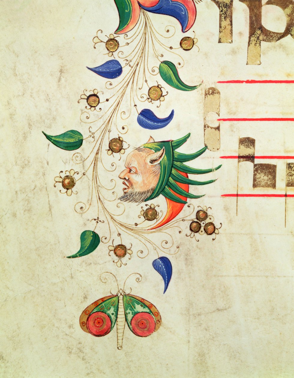 Missaal 515 f.72v Zoomorfische bladerrand, detail uit een Koorboek uitgevoerd voor 1449 door Filippo di Matteo Torelli