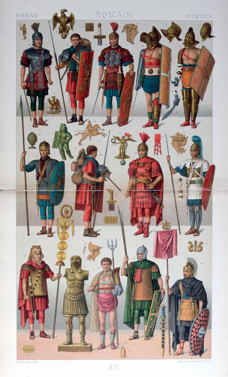 Romeins militair en gladiatorenkostuum door Firmin Didot