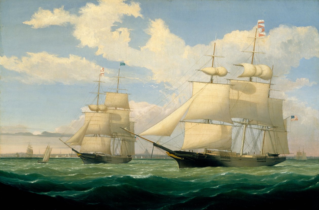 De Schepen Winged Arrow en Southern Cross in de Haven van Boston door Fitz Henry Lane