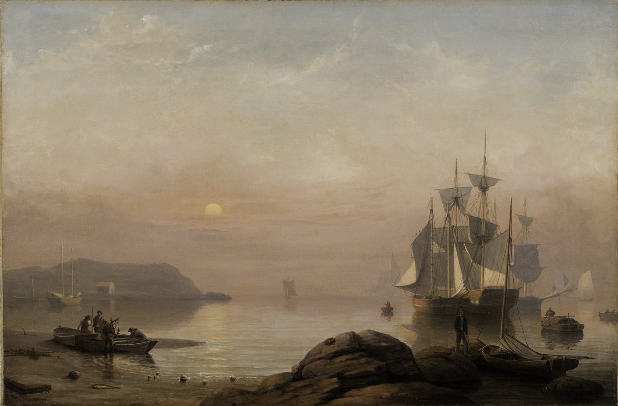 Zonsopgang door mist, 1852 door Fitz Henry Lane