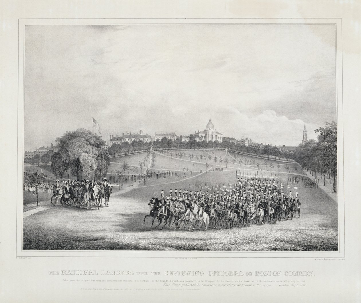De Nationale Lancers met de beoordelingsfunctionarissen op Boston Common door Fitz Henry Lane