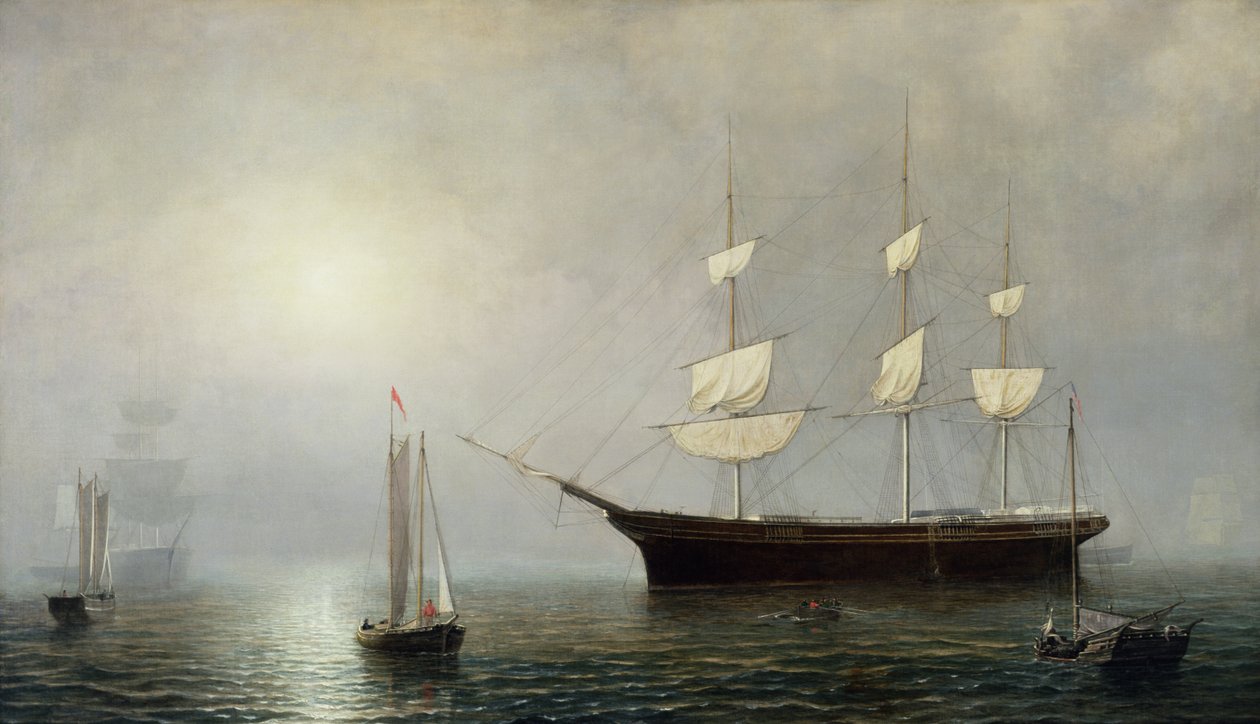 Het schip Starlight, ca.1860 (olieverf op doek) door Fitz Henry Lane