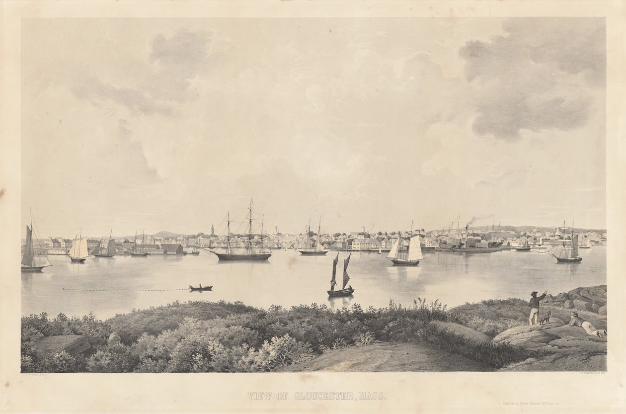 Uitzicht op Gloucester, Mass. door Fitz Henry Lane