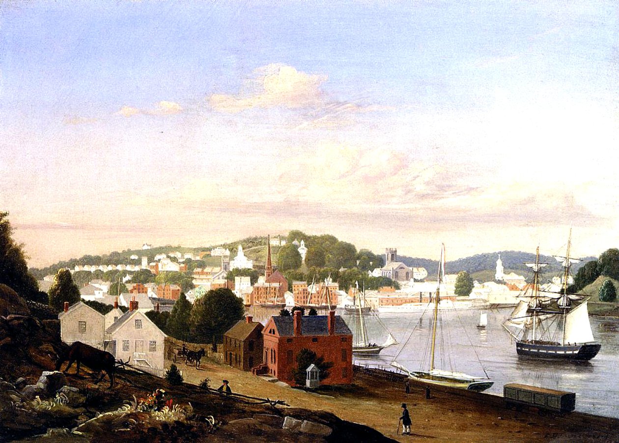 Uitzicht op Norwich, Connecticut, VS, 1849 door Fitz Henry Lane