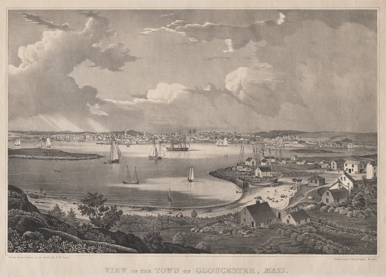 Uitzicht op de Stad Gloucester, Mass. door Fitz Henry Lane