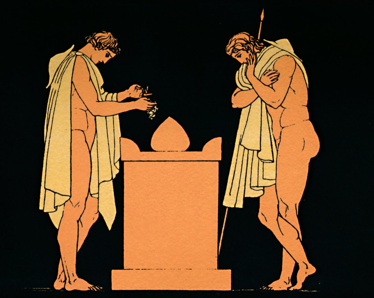 Orestes bij het graf van zijn vader, 1880 door Flaxman