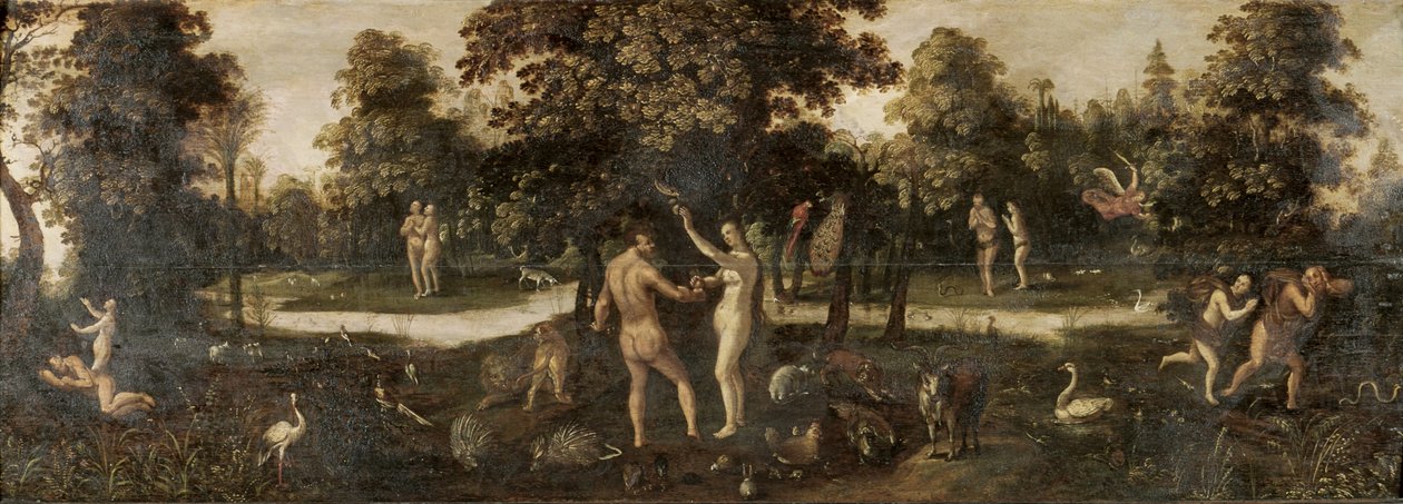 Adam en Eva verdreven uit het paradijs door Flemish School