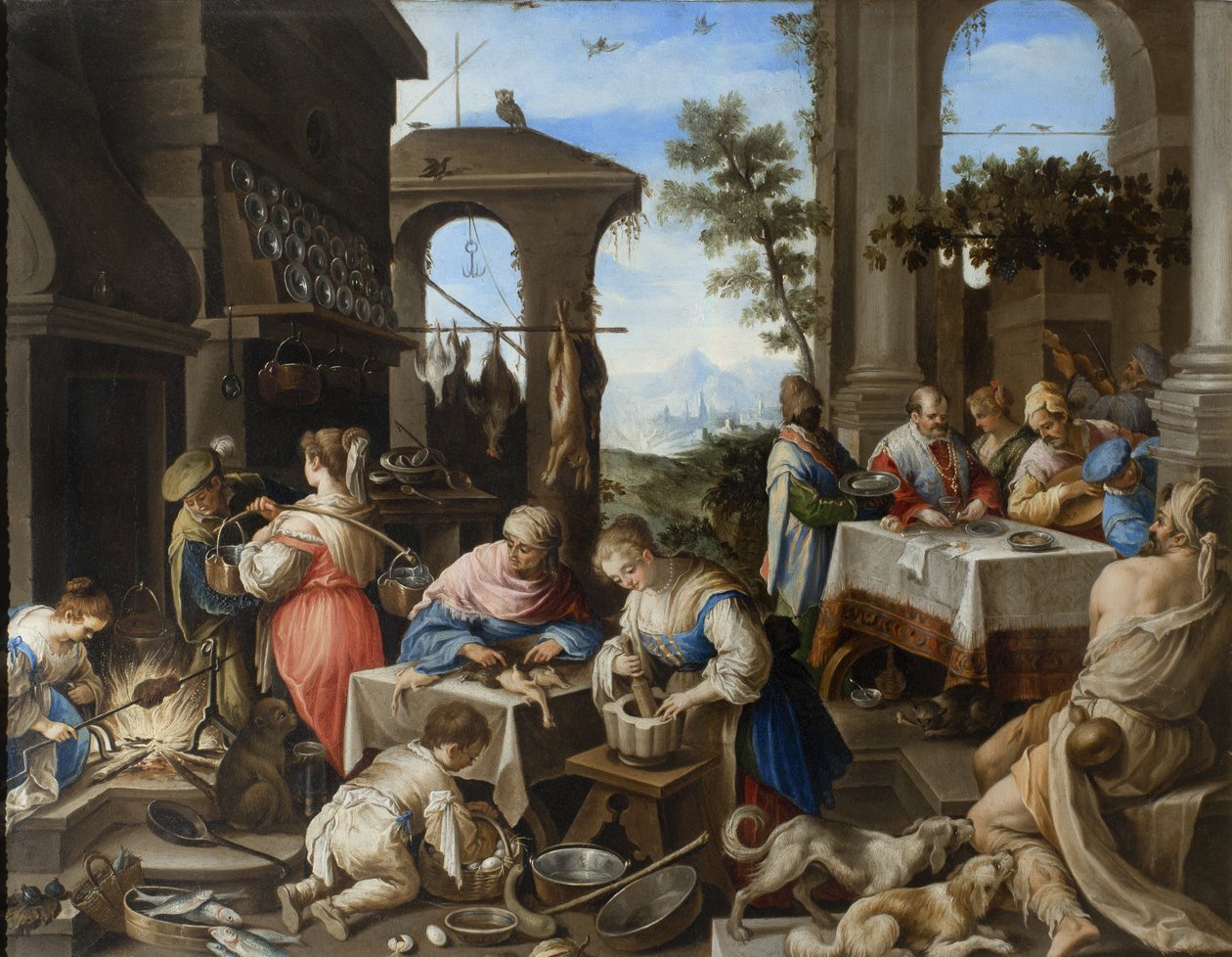 Banket van de rijke Epulone, 1600-25 door Flemish School