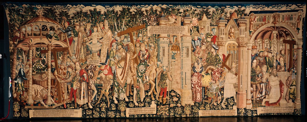 Kathedraal (La Seo, Catedral del Salvador de Zaragoza). Het tapijtmuseum. Vlaamse wandtapijt. De legende van het Heilige Kruis (La leyenda de la Santa Cruz). Ca. 1450. door Flemish School