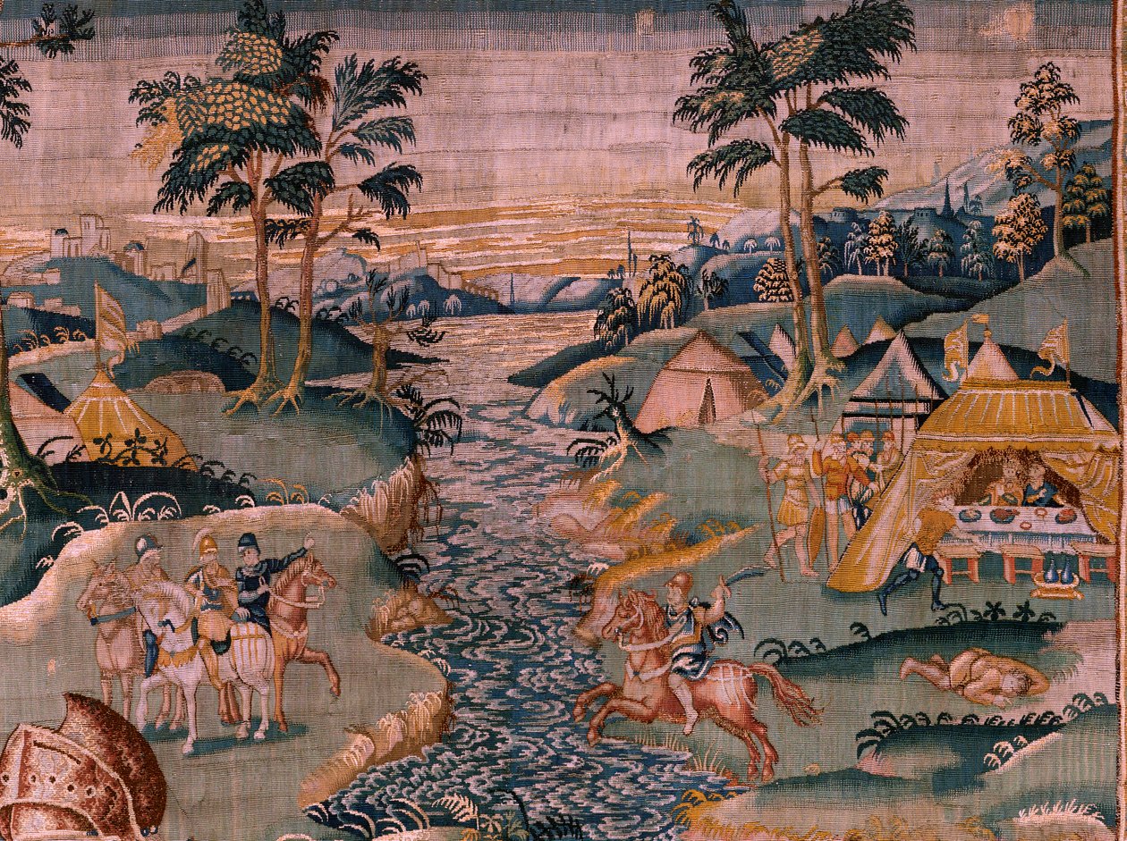 Militair kamp bij de rivier Granikos (Het legerkamp bij de rivier Granikos). 17e eeuw. door Flemish School