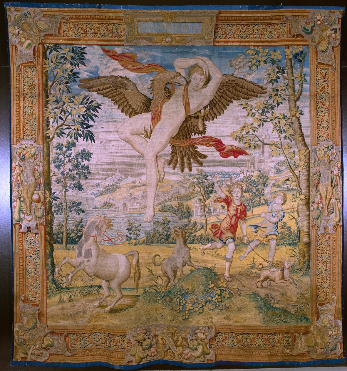 Vlaamse wandtapijt. Serie Fabel van Ovidius: De roof van Ganymedes. Atelier Willem de Pannemaker, Brussel. Voor 1556 door Flemish School