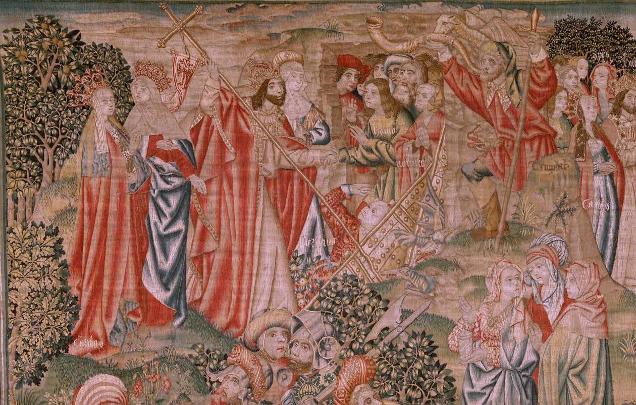 Verlossing van de mens of ondeugden en deugden. Opstanding van Christus. Achtste wandtapijt in de serie. Ca 1510. door Flemish School