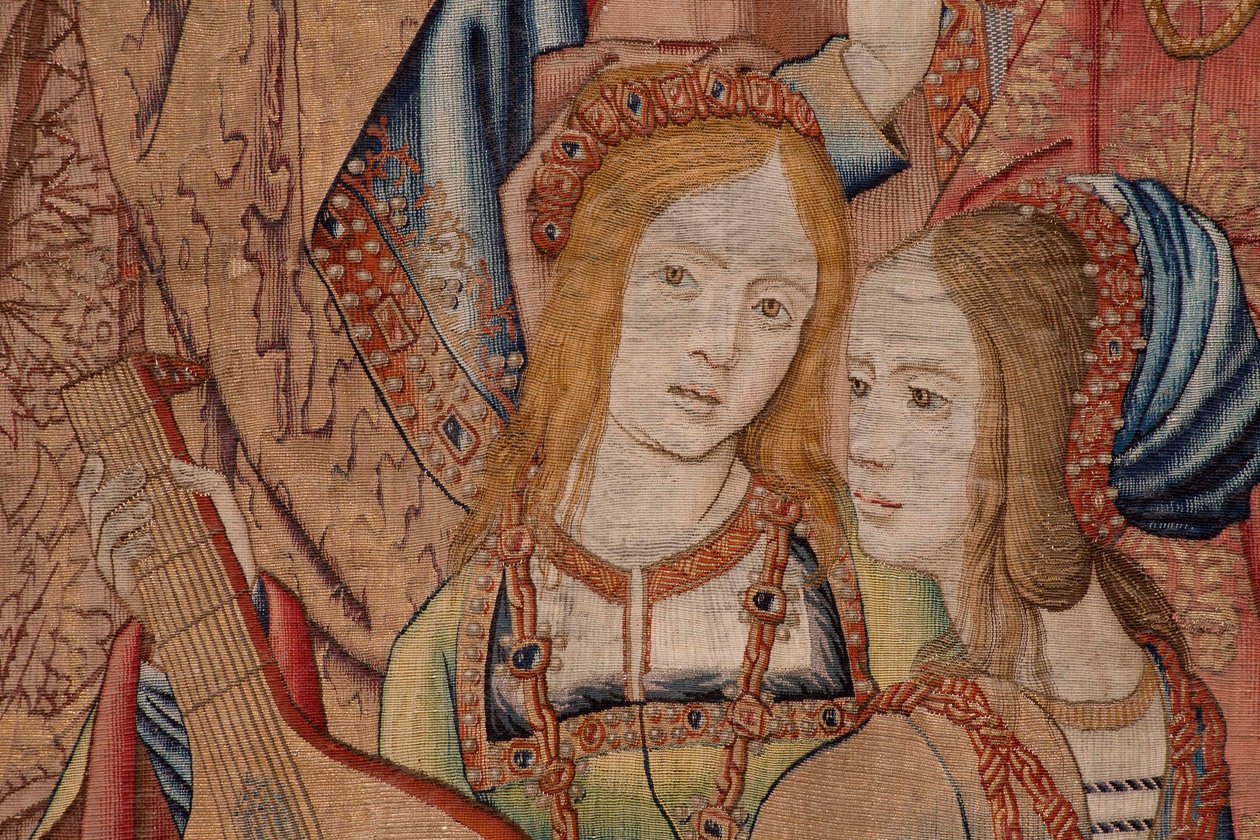 Vlaamse wandtapijt. Serie De Geschiedenis van David en Bathseba. De profeet Nathan berispt koning David. Derde paneel van de serie. Model Anoniem. Fabrikant Onbekend, Brussel. 1505. door Flemish School