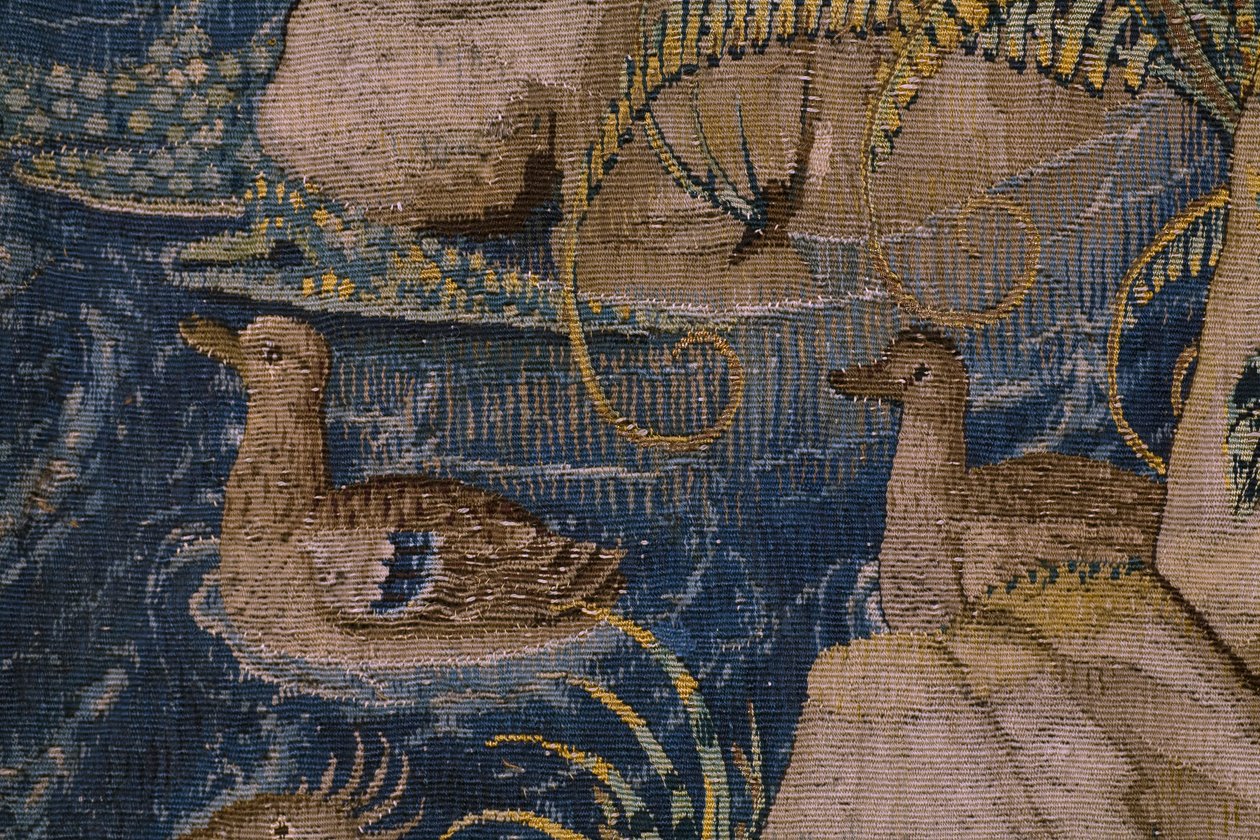 Vlaamse wandtapijt. Serie De geschiedenis van Johannes de Doper: De doop van Christus. Atelier van Brussel. 1515-1520. door Flemish School