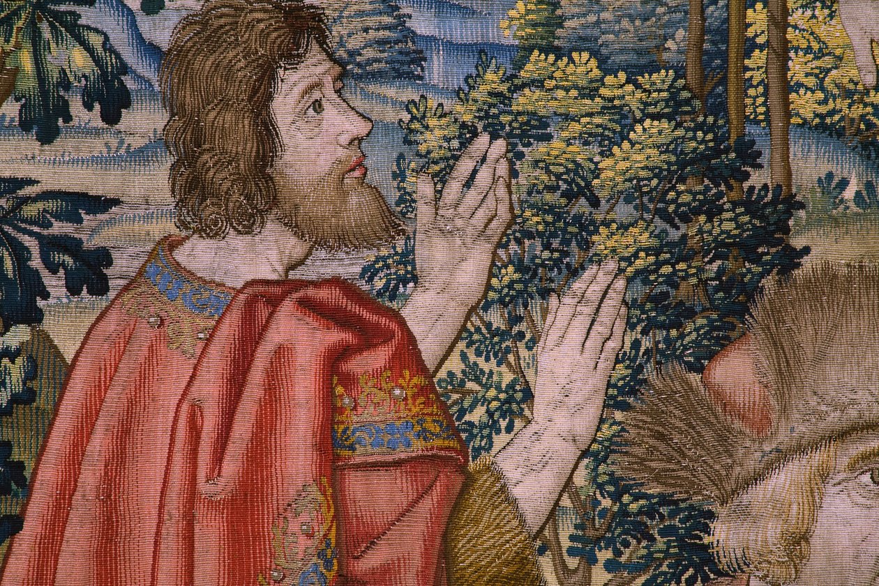De geschiedenis van Johannes de Doper: De doop van Christus. Brussel atelier. 1515-1520. door Flemish School