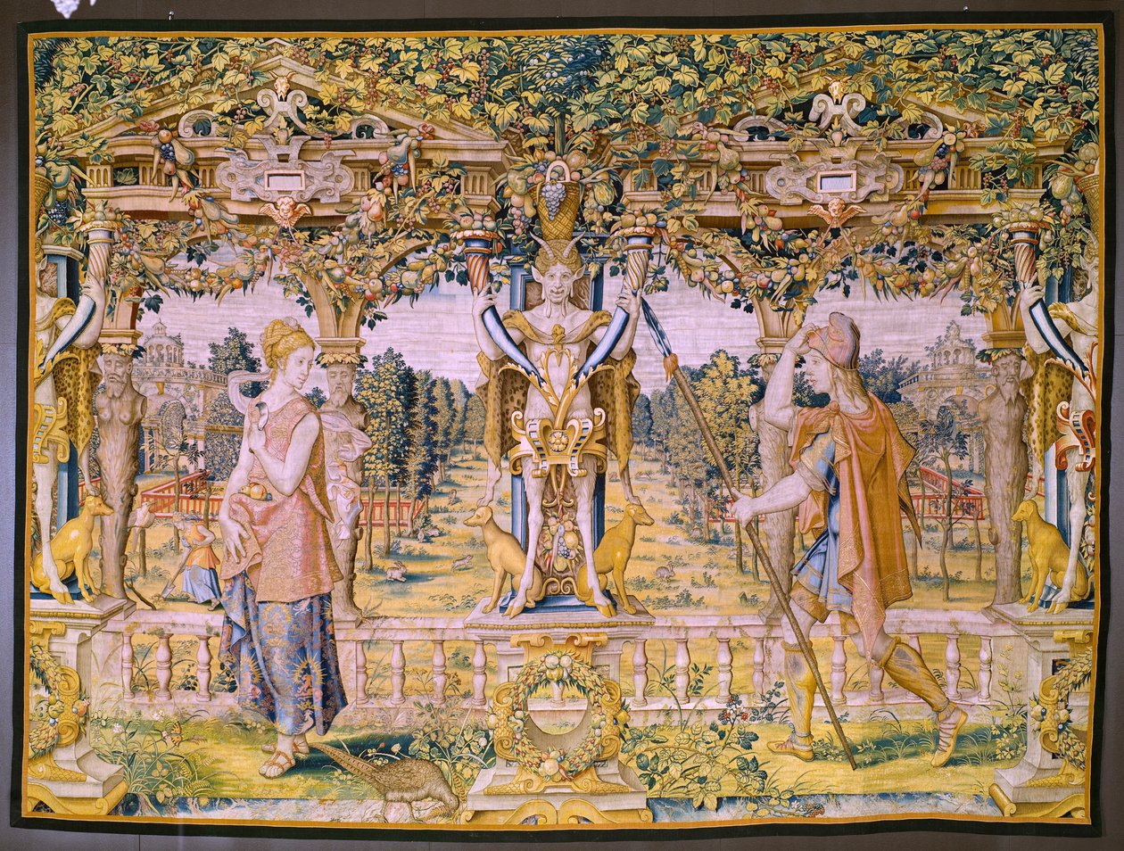 Vertumnus en Pomona: Vertumnus als landbouwer door Flemish School