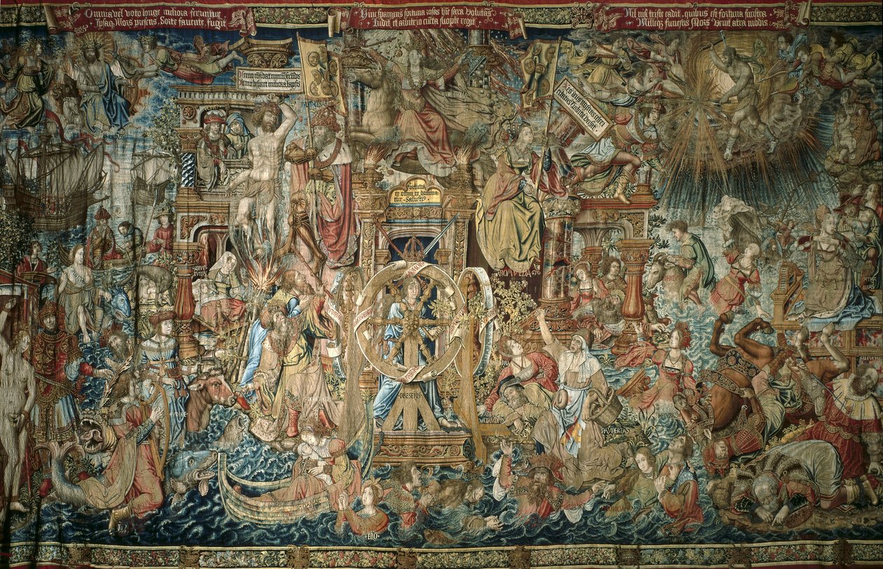 Fortuna (1520-1525), wandtapijt uit de serie Honours van het Koninklijk Paleis van La Granja de San Ildefonso - AELST III, Pieter van (ca. 1495-1555). Fortuna. 16e eeuw. Spanje. CASTILIË EN LEON. Real Sitio de San Ildefonso. Koninklijk Paleis van La Granja door Flemish School