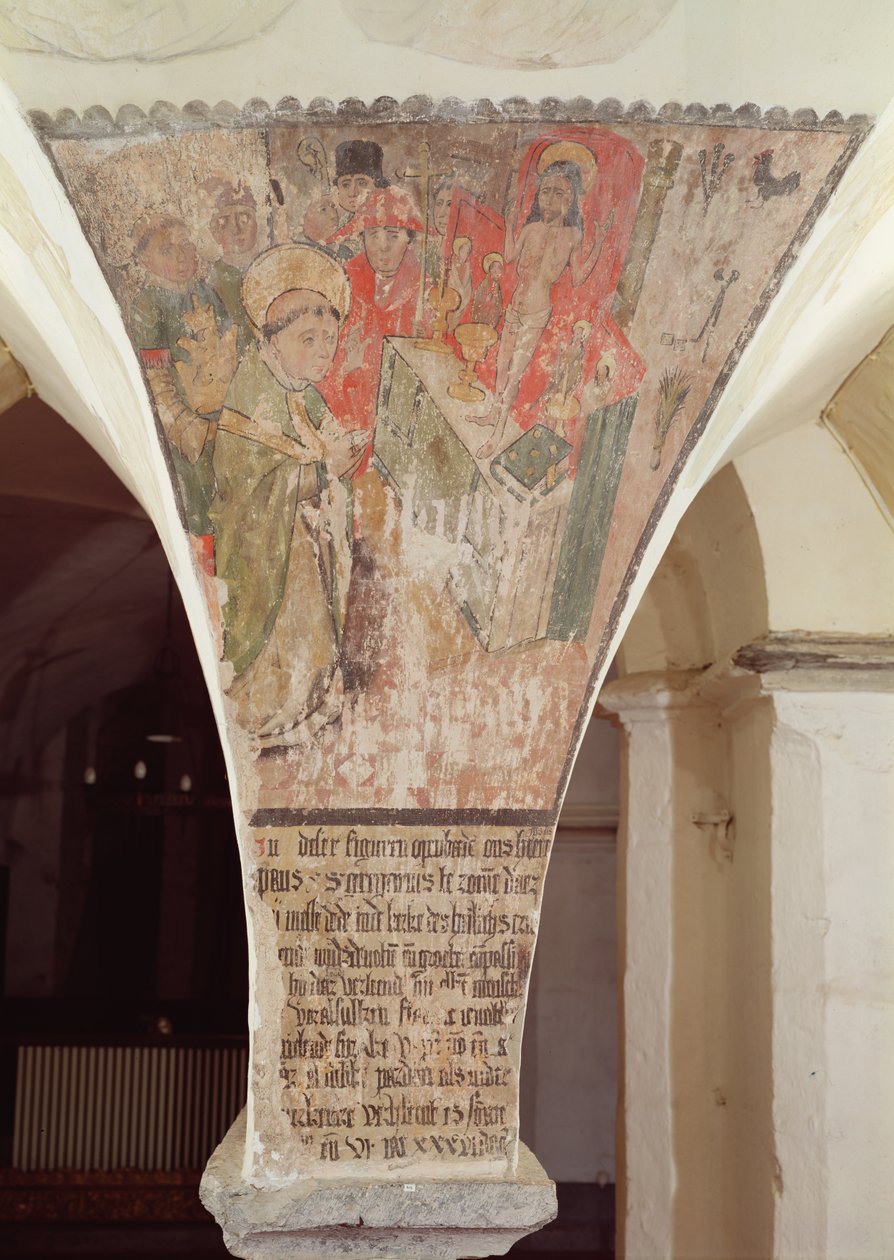 Mis van St. Gregorius, muurschildering uit de crypte door Flemish School