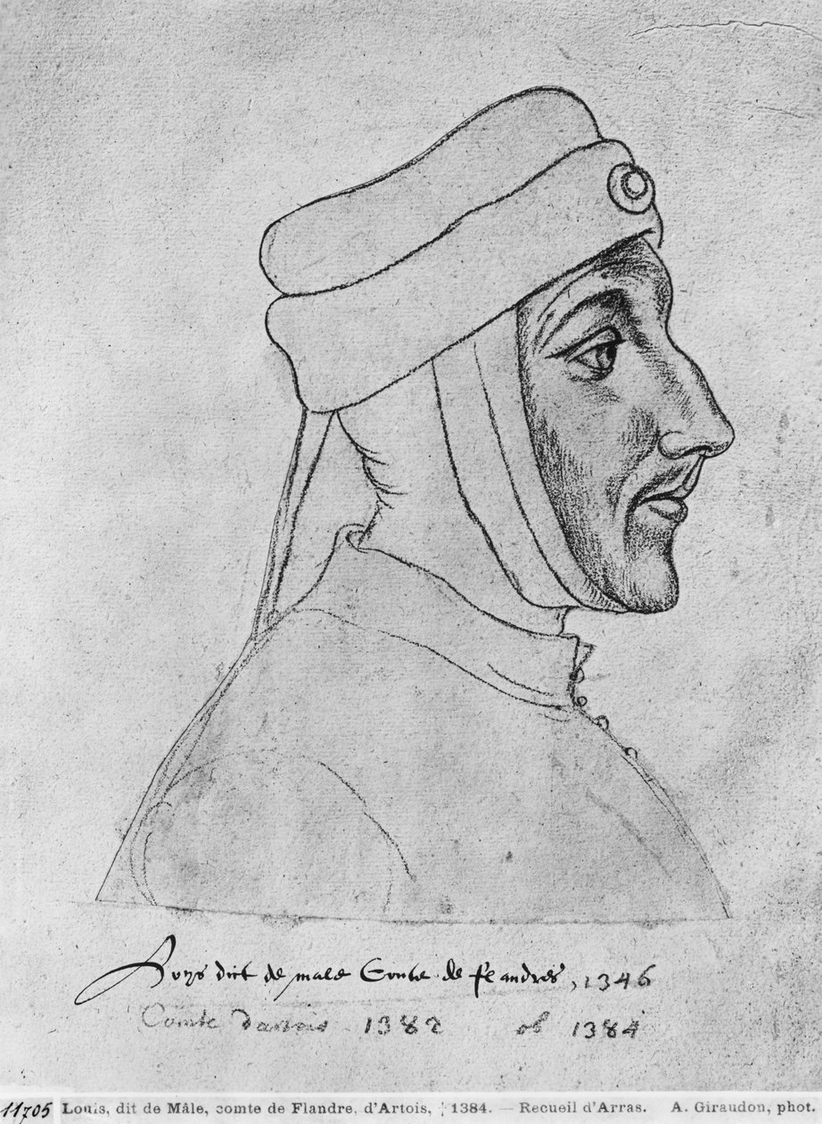 Ms 266 fol.54 Louis II van Vlaanderen, ook bekend als Louis III van Artois en Louis I van Palatijn Bourgondië, bekend als Louis van Male, uit 