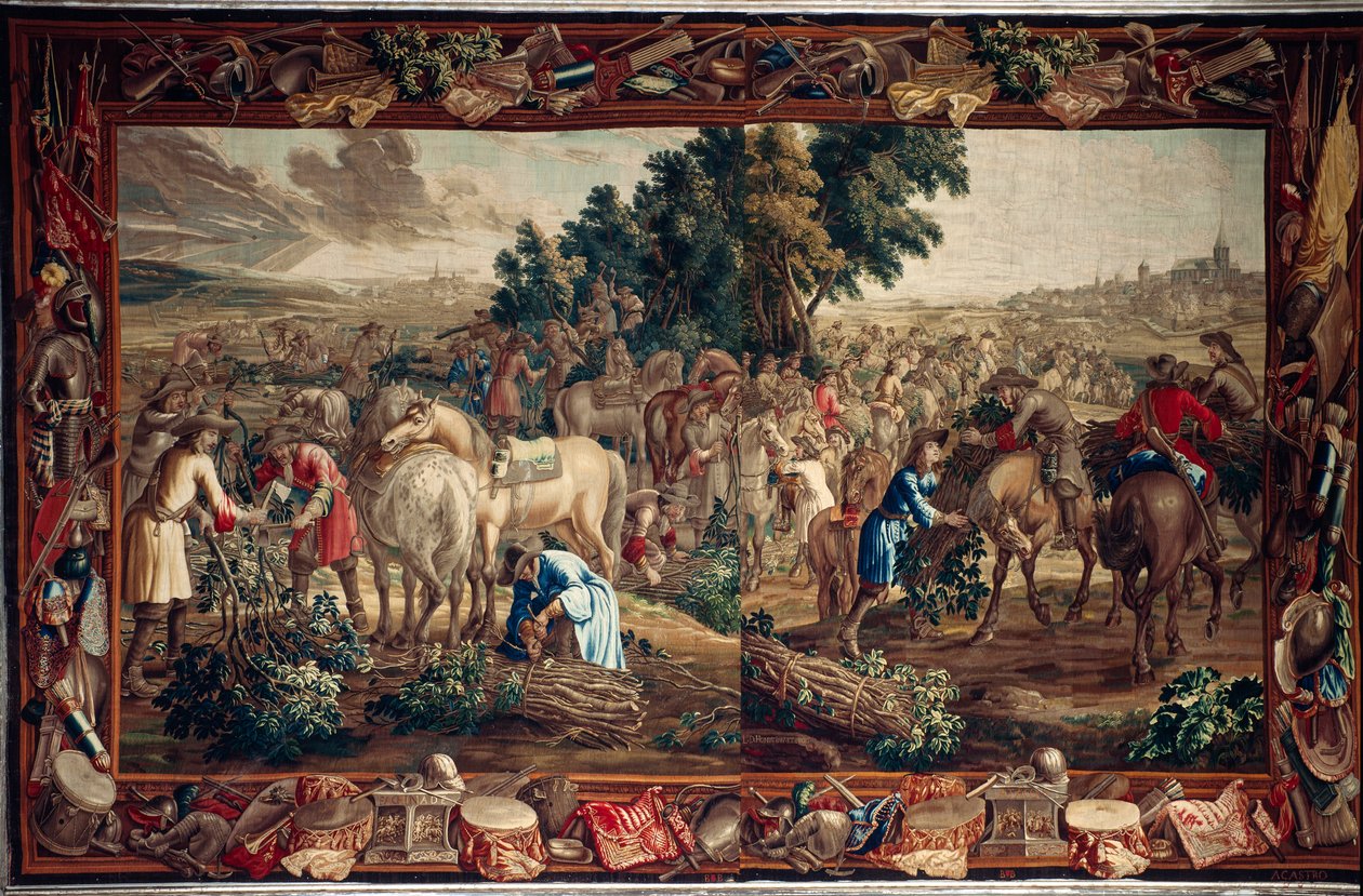 Paleis (Schlossanlage Schleißheim). Vlaamse wandtapijt. Brussel atelier Judocus De Vos. Ontwerp Lambert De Hondt. Wol en zijde. Ca 1715 - 1724 door Flemish School